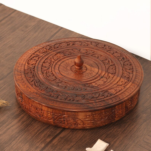 Boîte à épices en bois sculptée à la main, organiseur d'herbes aromatiques pour la cuisine, cadeau de déménagement - Product Image 1