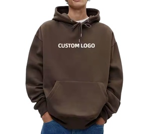 Fabrication de sweats à capuche en coton vierge avec logo personnalisé pour hommes sweat à capuche épais et surdimensionné en polaire épaisse avec grande poche 2025 - Product Image 1