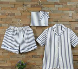 Conjunto de Pijama Corto con Cierre de Botones y Mangas Cortas, Personalizado para Mujer, en Modal y Algodón, con Estampado a Mano - Product Image 6