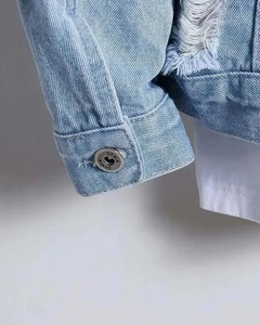 Wholesale New Fashion Plain Washed Cotton Casual <b>Black</b> Men's Denim <b>Jeans</b> <b>Jacket</b> Custom Denim <b>Jackets</b> for Men and Women - Product Image 5