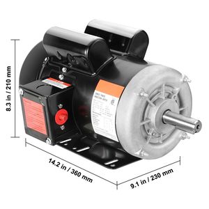 Motor Eléctrico Monofásico de 2HP, 1725 RPM, CA 115V/230V, Carcasa 143/5T para Compresor de Aire, Eje con Chavetero de 7/8'', Opciones de Rotación CW/CCW - Product Image 5