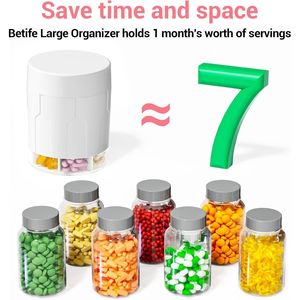 Organizzatore settimanale di pillole extra large con 7 ampi scomparti, dispenser giornaliero, custodia per integratori e flaconi - Product Image 3