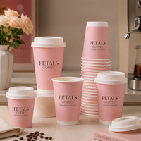 Gobelets en papier à paroi simple et double, écologiques, imprimés avec logo personnalisé, couleur rose doré, pour boissons chaudes