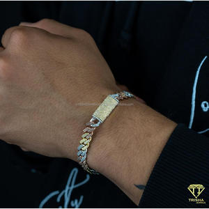 Bracelet Hip Hop en Moissanite et Diamants, Maille Cubaine, en Argent Sterling 925 avec Finition Blanc, Jaune et Rose - Product Image 4