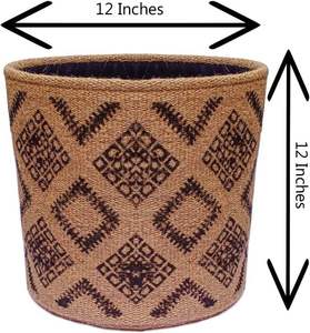 Handwoven Geometric <b>Jute</b> <b>Basket</b> - Product Image 3