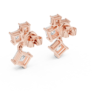 Princess Cut <b>Diamond</b> Drop <b>Earrings</b> Rose Gold Plated <b>Dangle</b> <b>Earrings</b> Lab Grown <b>Diamond</b> Jewelry for Wedding Party - Product Image 3