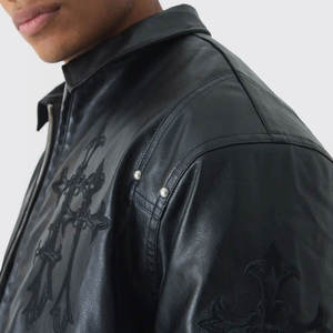 <b>Top</b> Trendy New Design Men's Winter <b>Leather</b> Fashion Jacket <b>High</b> Street Windproof Stand Eco-friendly Customized Sizes Front Logo - Product Image 5