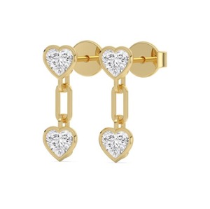 Romantic 2.95 ctw Heart Cut Lab Grown Diamond Bezel Set Paperclip Earrings 18K Yellow Gold - Product Image 4