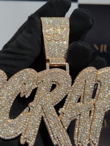 Colgante de Plata de Ley 925 con Nombre Personalizado en Moissanita VVS, Colgante de Letra Estilo Hip Hop, Collar Personalizado con Incrustaciones de Diamantes - Product Image 2