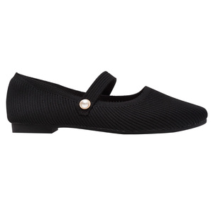Chaussures plates en tricot extensible pour femmes Ann'S, ballerines confortables, chaussures plates Mary Jane noires - Product Image 6