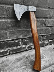 <b>Hand</b> Forged Steel With Wooden Handle And Leather Sheath Survival Axe <b>Tool</b> - Product Image 5