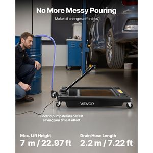 Bac de vidange d'huile à profil bas de 17 gallons avec pompe électrique 180W et tuyau pliable de 8,2 pieds – Outil de réparation automobile pour un changement d'huile pratique - Product Image 2