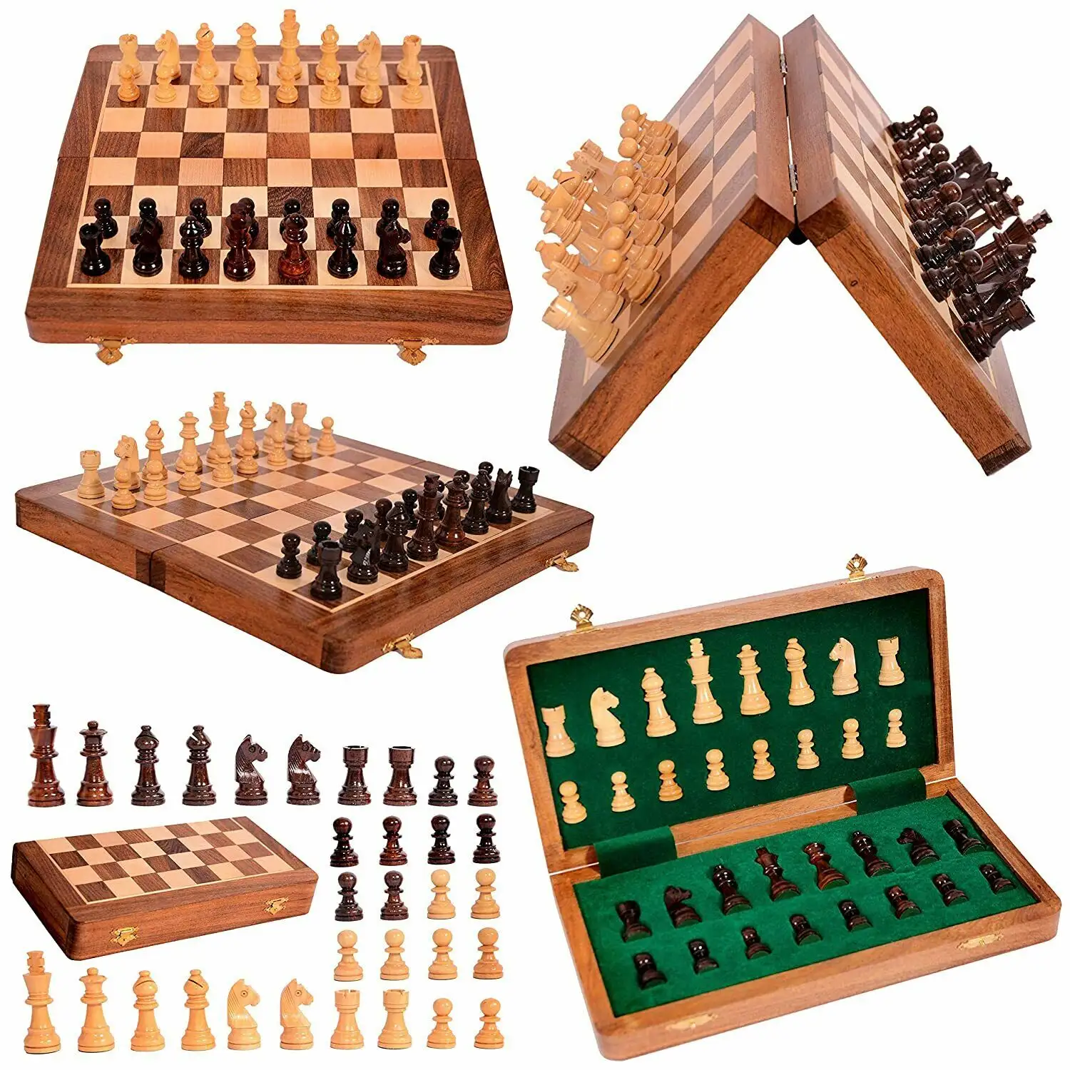 Chess Board Luxury Antique Wooden Magnetic Chess Board Game Set With 2 Built-in Storage Drawers And Wooden