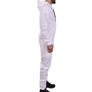 Off <b>white</b> Color Winter Fleece Casual Full-zip Hoodie Sweatshirt And Drawstring <b>Joggers</b> Men's Tech Fleece Tracksuit - Product Image 4