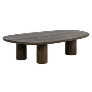 Table basse ovale moderne en bois de manguier, style mid-century, plateau en marbre, fabrication artisanale, écologique, légère, meubles de salon - Product Image 2