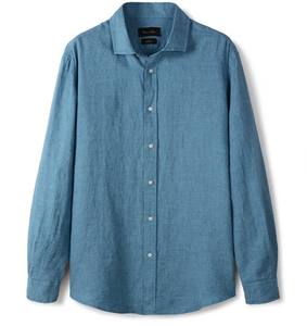 Camisa de otoño personalizada de satén de manga larga, de punto sólido, transpirable, informal, 100% algodón, talla grande, con botonadura sencilla y resistente a las arrugas. - Product Image 4