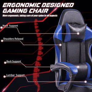Sedia da Gaming Ergonomica Reclinabile Girevole in Pelle PU con Supporto Lombare e Poggiapiedi Incluso per Adulti - Product Image 5