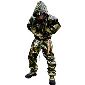 Ensemble de survêtement camouflage à capuche pour homme, streetwear, séchage rapide, polyester tricoté, deux pièces, vêtements d'automne - Product Image 2