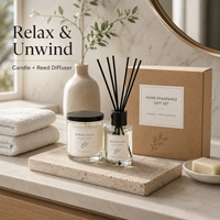 Coffret cadeau de parfums d'ambiance avec bougie parfumée et diffuseur à bâtonnets, boîte cadeau personnalisée en kraft pour Noël, Pâques et la Saint-Valentin