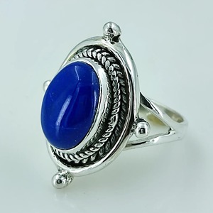 <b>Lapis</b> <b>Lazuli</b> <b>Ring</b> 925 Sterling Silver Handmade Boho Statement Promise Jewelry for Women Natural Oval Shape Gemstone Jewelry - Product Image 2