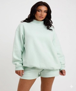 ชุดเซ็ต 2 ชิ้น เสื้อคอเต่าขายดีสำหรับผู้หญิง ปักโลโก้ตามสั่ง พิมพ์ลาย ไหล่ตก ผ้าฝ้ายเทอร์รี่ 100% สวมใส่สบายสำหรับฤดูหนาว - Product Image 2