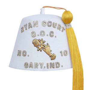 Shriners Masonic Fez <b>Hat</b> with Rhinestones and Gold Bullion Threads Fez <b>Hat</b> with Tassel Holder - Product Image 3