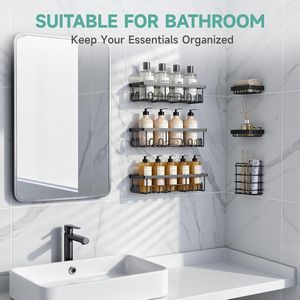 Set di 6 Mensole Adesive Antiruggine Senza Foratura, Portasapone da Bagno di Grande Capacità - Product Image 3