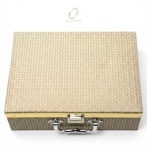 Elegant Plain PU Multi-Slot Bangle Gold Jewelry Box Portable Jewelry Storage <b>Case</b> with Handle for Women Wholesale - Product Image 2