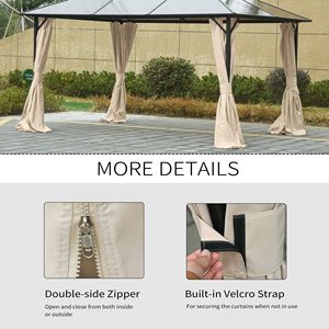 Set di Pareti Laterali Universali per Gazebo 3x4 Metri Beige con 4 Pannelli e 48 Ganci/Anelli a C per Pergole e Cabane da Giardino - Product Image 5