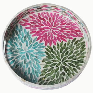 Plateau de service alimentaire en bois élégant avec nacre, personnalisé OEM/ODM, qualité commerciale, vente en gros, luxe, écologique, durable, pour la restauration - Product Image 1