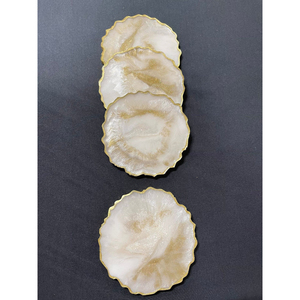 Luxury Handmade Pink <b>Resin</b> Geode Coasters Wholesale Gold Rim Agate Style <b>Epoxy</b> Drink Mats For Home <b>Table</b> Decoration Low Price - Product Image 2