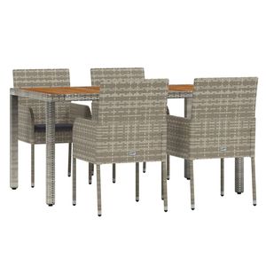 <b>Grey</b> Rattan Garden Dining Set 4 Seater Weather Resistant Outdoor Furniture Contemporary Style Metal <b>Frame</b> - Product Image 3
