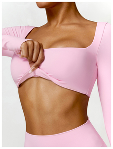 Womens Seamless Yoga Set Gym Fitness Workout Tracksuit High Waist <b>Leggings</b> Long Sleeve Crop Top Activewear Sportswear for Womens - Product Image 4