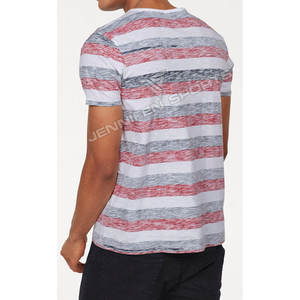 เสื้อยืดคอกลมคุณภาพสูง ผ้าฝ้าย 100% ลายทาง สำหรับผู้ชาย ทรงปกติ น้ำหนักเบา แห้งเร็ว ระบายอากาศได้ดี มีไซส์ใหญ่ - Product Image 6