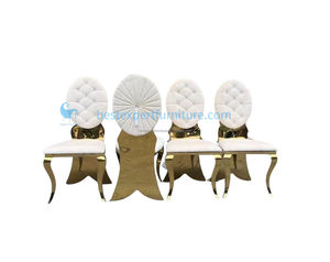 Sedia in acciaio inox con bottone diamantato in velluto per banchetti nuziali evento nuovo Design - Product Image 4