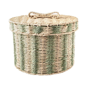 Handwoven Paper Rope <b>Rectangle</b> Storage Basket With Lid Decorative Wicker Organizer <b>Bin</b> Home Storage Trunk Box Factory - Product Image 3