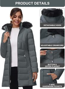 Women's Lightweight <b>Packable</b> Hooded Winter Quilted Puffer <b>Jacket</b> Detachable Sleeves Hat Zipper Closure Waterproof Wool - Product Image 3