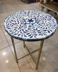 Mesa de Cajones con Incrustaciones de Hueso de ILAHI, Diseño Moderno con Detalles de Ágata, Almacenamiento de Tres Niveles, Mueble Portátil para el Hogar - Product Image 5