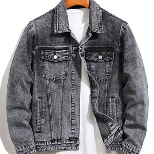 Veste en jean personnalisée avec logo OEM pour hommes, coupe ample, poches brodées, style streetwear décontracté, vintage, tendance, veste urbaine - Product Image 1