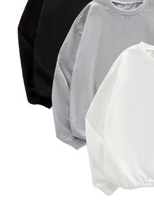 เสื้อสเวตเชิ้ตคอกลมทรงโอเวอร์ไซส์ ยูนิเซ็กซ์ สีพื้น แขนยาว ผ้าถัก คอตตอน สวมใส่สบายๆ สำหรับฤดูใบไม้ร่วง - Product Image 5