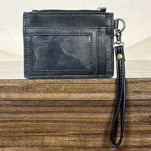 Premium Black Hand Tooled Genuine Fur Leather <b>Card</b> Holder Sunflower Design Mini Coin & <b>Credit</b> <b>Card</b> Holder Wristlet Unisex <b>Wallet</b> - Product Image 5