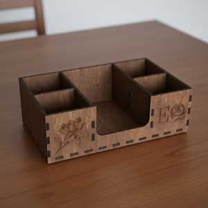 Premium Handmade Wooden Cutlery Holder Rustic Tabletop Utensil Container - Product Image 1