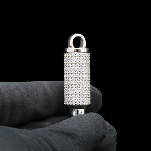 Spike Pendant <b>Charm</b> <b>Silver</b> Plated Alloy Round Brilliant Cut Crystal Rhinestone Micro Insert Hiphop Unisex Gift Jewelry - Product Image 4