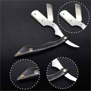 IKZARSA <b>Straight</b> Razor Stainless Steel Blade Black Buffalo Horn Handle Single Blade for Face Body Shaving Men Barber Outdoor Use - Product Image 6