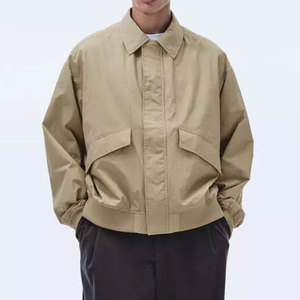 Chemise-veste en toile de coton kaki pour homme, coupe classique, col rabattu, style décontracté d'automne avec poches, simple boutonnage - Product Image 4