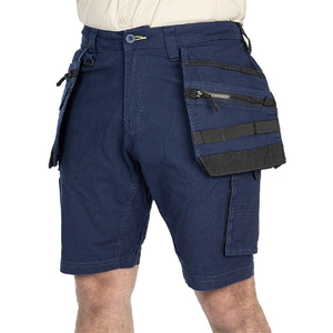 Men's <b>Black</b> Cargo <b>Work</b> Shorts With Multiple Pockets And Reflective Tape Breathable Polyester Construction Safety <b>Pants</b> - Product Image 5