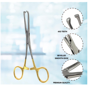 Pinzas Médicas Allis para Agarrar Tejidos - Reutilizables de Acero Inoxidable |   Pinzas Allis con Dientes - Pinza de Tejido para Cirugía General - Product Image 4