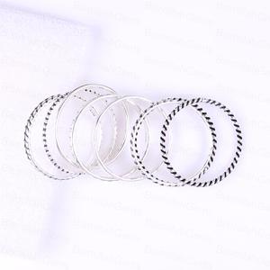 925 Sterling <b>Silver</b> Multi Layer <b>Stacking</b> <b>Rings</b> Set Oxidized Wide Band <b>Ring</b> Twisted Rope Hammered Textured Boho Statement Jewelry - Product Image 5
