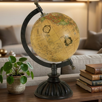 Globe de bureau exécutif en aluminium et plastique avec carte du monde détaillée |   Globe éducatif pour bureau, table d'étude et décoration intérieure