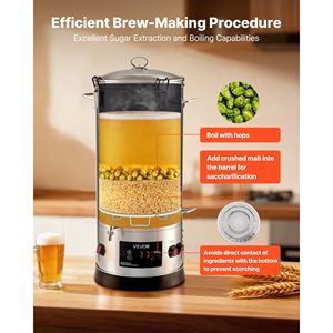Kit de brassage domestique tout-en-un en acier inoxydable 304 de 8 gallons/30 L, 1500 W, avec filtre haut intégré et poignée renforcée pour la fabrication de bière maison - Product Image 3